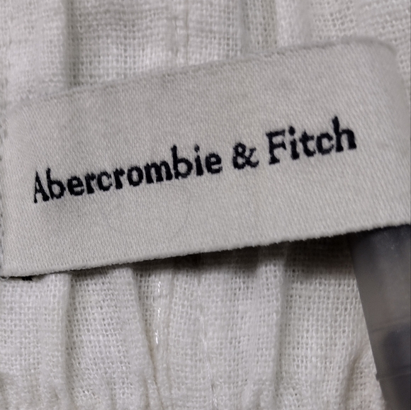 Abercrombie & Fitch Linen Blend Wide Leg Pants Women's S White Retro Minimalist - Picture 9 of 11